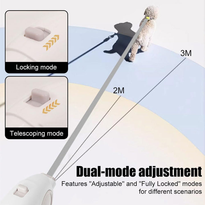 Mini Einziehbare Hundeleine, 3 Meter Lange, Robuste Haustierleine mit 360° Drehbarem Haken und LED-L