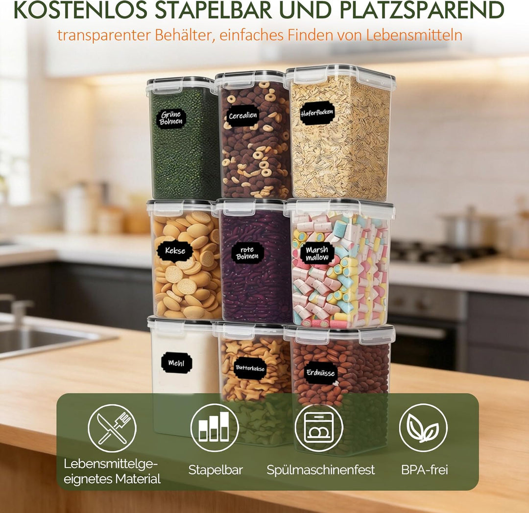 GREELUE 2L*9 Vorratsdosen mit Deckel Luftdicht Set, Aufbewahrungsbox mit Deckel Küche, BPA-frei Luft