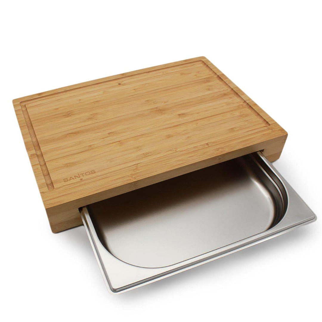 SANTOS Schneidebrett mit Auffangschale - 43x7x28cm - Eiche - formschön & vielseitig - reizvolle Opti