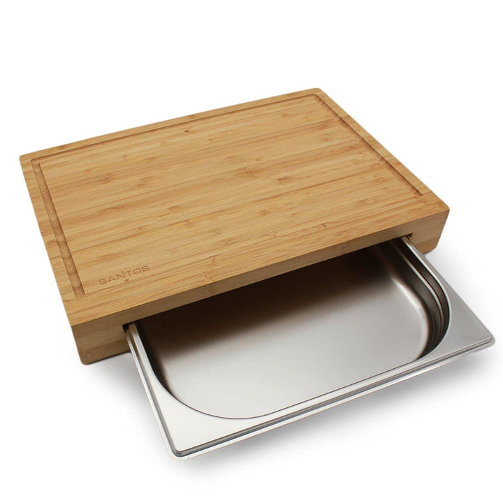 SANTOS Schneidebrett mit Auffangschale - 43x7x28cm - Eiche - formschön & vielseitig - reizvolle Opti