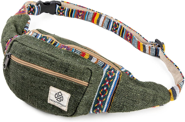Freakmandu Unisex Hanf Gürteltasche – Fanny Packs, Hüftgürteltasche zum Umhängen, Boho Hippie Stil,