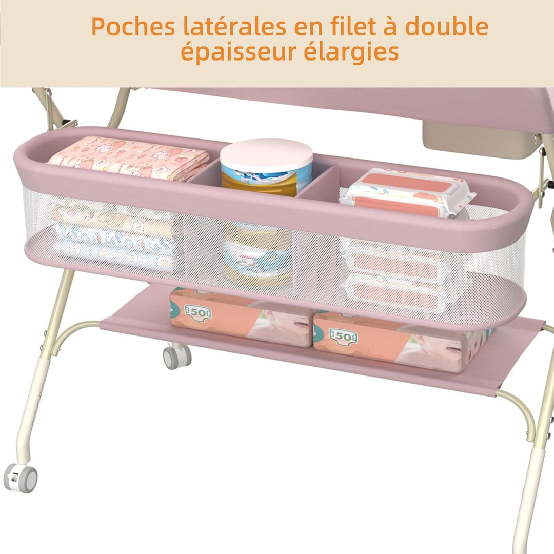 OHMG Baby Wickelkombi Mobiler Bade-Wickeltisch faltbar,klappbare Wickelkommode mobiler,Wickeltisch m