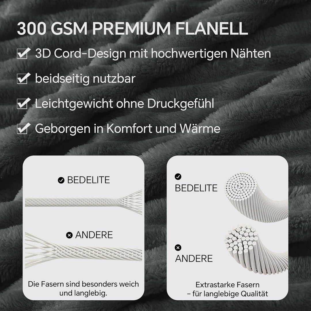 BEDELITE Kuscheldecke Flauschig Decke Klein - weiche Flanell Decken Anthrazit 125x150 für Sofa, Deko