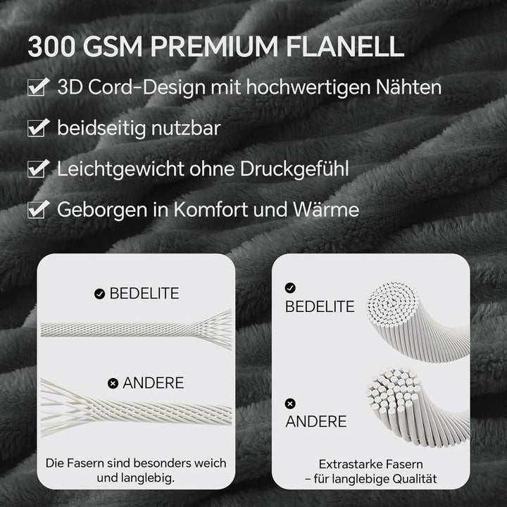 BEDELITE Kuscheldecke Flauschig Decke Klein - weiche Flanell Decken Anthrazit 125x150 für Sofa, Deko