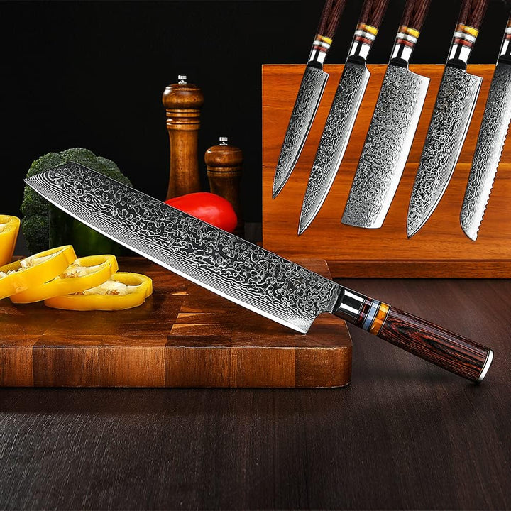 FANTECK 24cm Kiritsuke Damastmesser Kochmesser Scharf Profi Chefmesser Fleisch Obst Gyuto Allzweckme