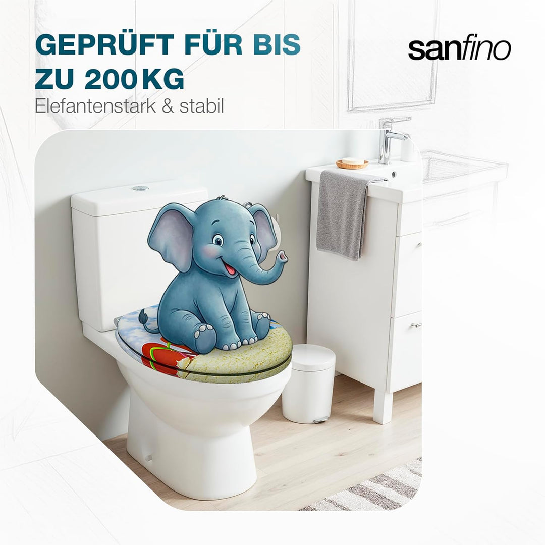SANFINO® Premium WC Sitz mit Absenkautomatik – hochwertige Toilettendeckel aus Holz, viele bunte Mot