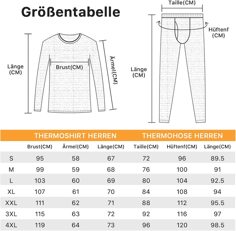 SIHOHAN Thermounterwäsche Herren Set, Funktionsunterwäsche, Skiunterwäsche, Thermo Unterwäsche Männe