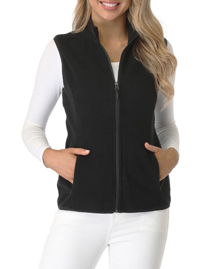 fuinloth Damen Weste Ärmellose Fleeceweste Leicht Stehkragen Weste mit Reissverschlusstaschen XXL Sc