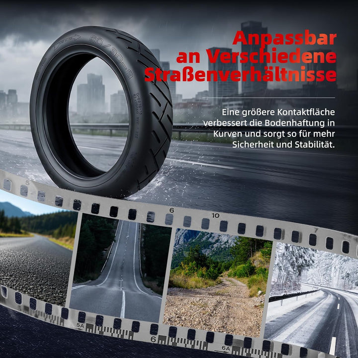 60/90-8 Schlauchloser Reifen für Xiaomi 5 Plus Elektroroller, 12 Zoll Tubeless Reifen Zubehör Explos