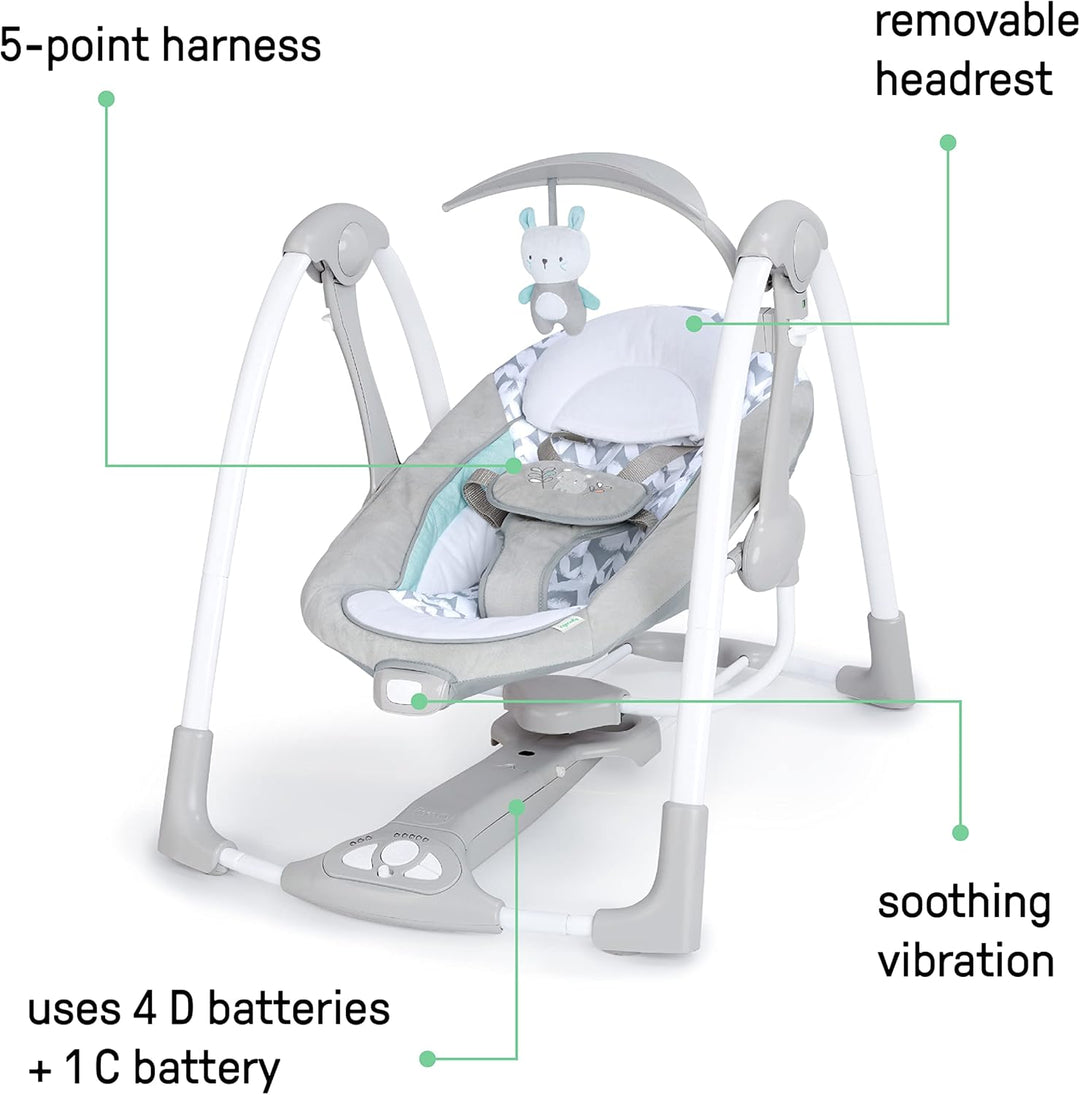 Ingenuity, Raylan 2 in 1 zusammenklappbare Babschaukel und -sitz, mit Vibrationen, automatischem Sch