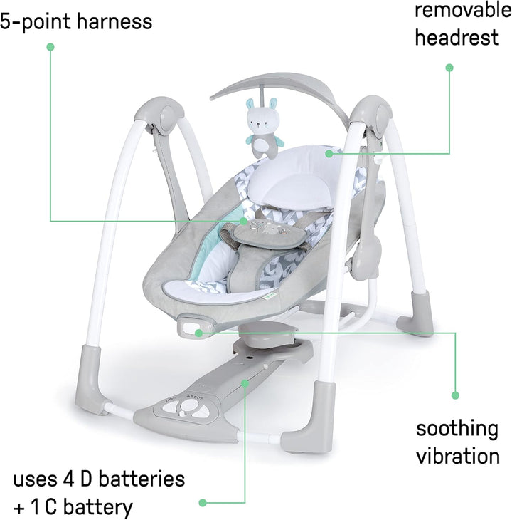 Ingenuity, Raylan 2 in 1 zusammenklappbare Babschaukel und -sitz, mit Vibrationen, automatischem Sch