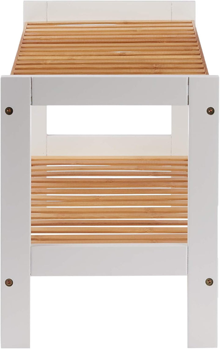 HAKU Möbel Schuhregal Natur, weiss, Bambus, MDF - Masse: B 70 cm x H 34 cm x T 26 cm, Style: Scandin