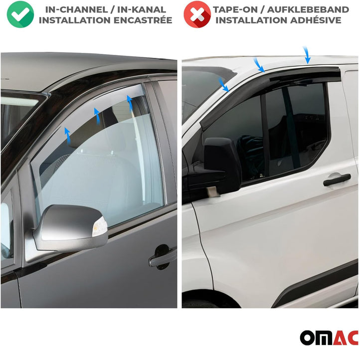 OMAC Windabweiser Regenabweiser kompatibel mit Audi A1 8X Coupe 2010-2018 Vorne Satz 3-TRG 2X