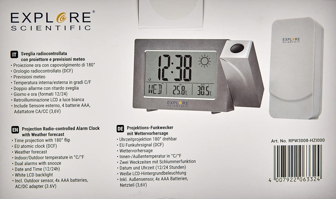 EXPLORE SCIENTIFIC Wettervorhersage RPW3008 Dual Snooze Alarm Silber Silber / Schwarz, Silber / Schw