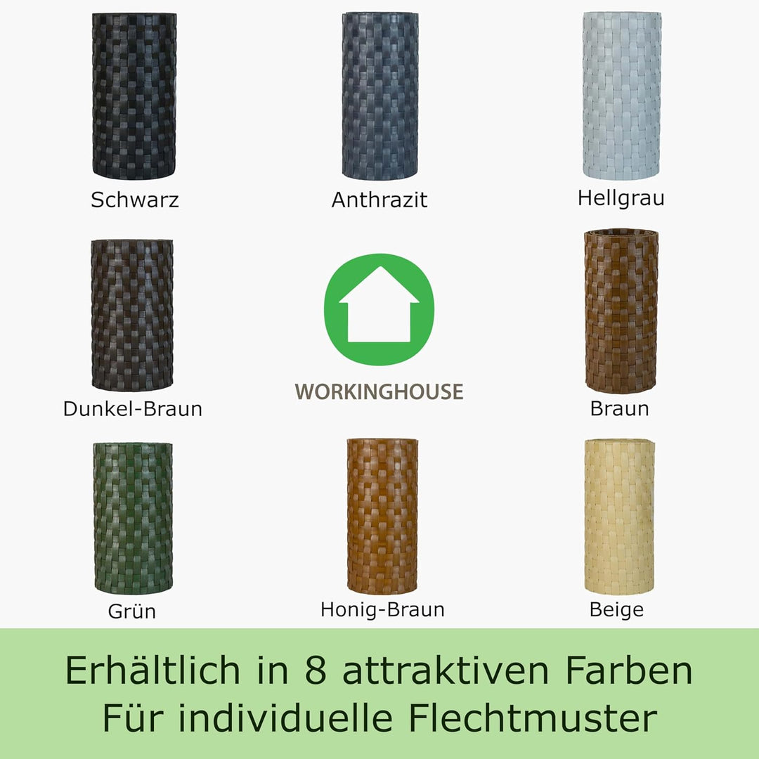 workingHOUSE Polyrattan-Sichtschutzstreifen, Sichtschutz für Doppelstabmatten Zaun, 19 x 255 cm (12