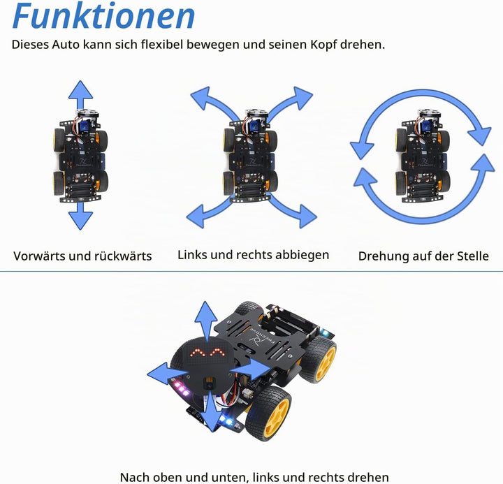 FREENOVE 4WD Car Kit for ESP32 CAM (Included), Dual-core 32-bit 240 MHz Microcontroller, Camera, Dot