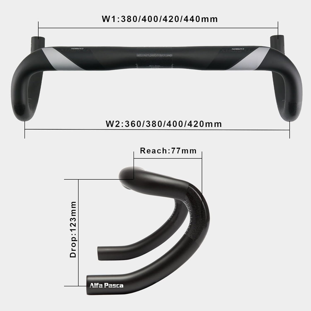 Alfa Pasca lenker 31,8 rennrad carbon lenker rennrad 400mm aero lenker rennrad UD Matte 31.8*400mm,