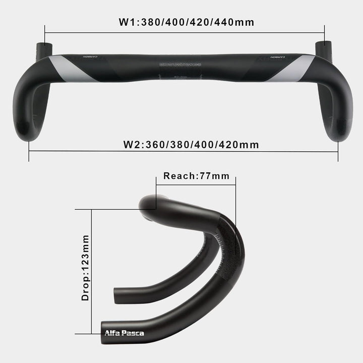 Alfa Pasca lenker 31,8 rennrad carbon lenker rennrad 400mm aero lenker rennrad UD Matte 31.8*400mm,