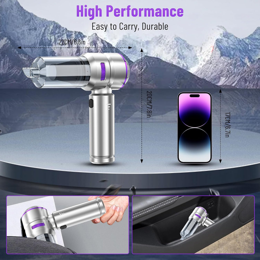 Handstaubsauger Akku Kabellos 4 in 1,22000Pa 3-Gang,6000mAh Silberviolett, Silberviolett