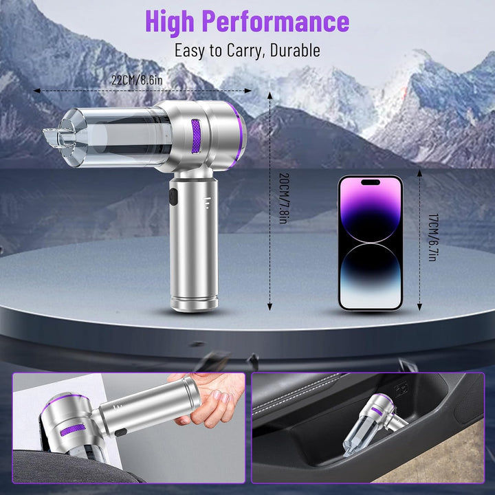 Handstaubsauger Akku Kabellos 4 in 1,22000Pa 3-Gang,6000mAh Silberviolett, Silberviolett