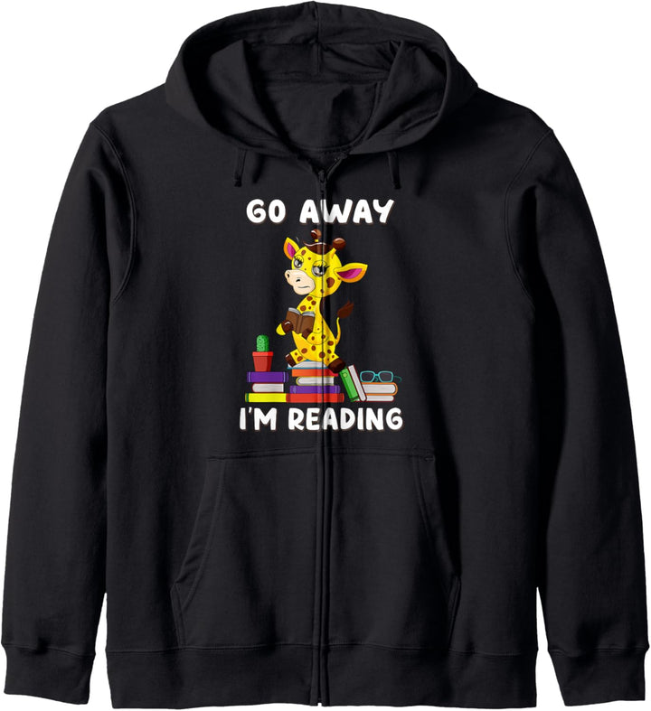 Go Away I'm Reading Giraffe Reading Book Nerd Lover Girls Kapuzenjacke