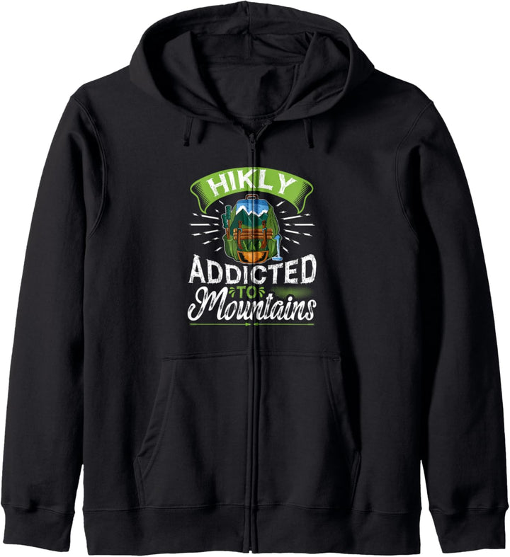 Hikly Addicted To Mountains Hiking Wandern Bergsteigen Kapuzenjacke