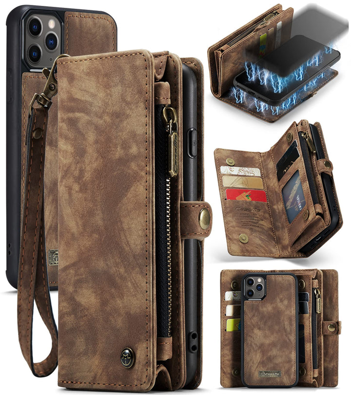 UFinetech Magnetische iPhone 11 Pro Hülle Tasche Design Leder TPU Bumper Flip Abnehmbar Flexibel Kar