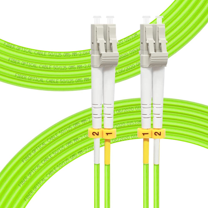 FLYPROFiber 15M OM5 LC auf LC LWL-Patchkabel | Längenoptionen: 0,2m-20m, 40 GB/100 GB Duplex LC-LC 5