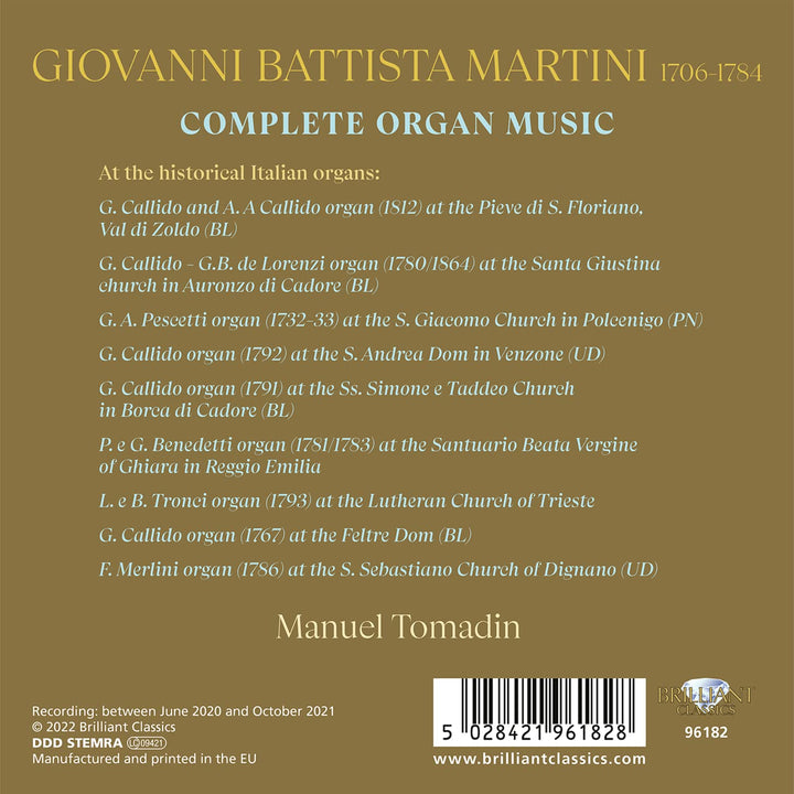Martini:Complete Organ Music, Audio-CD