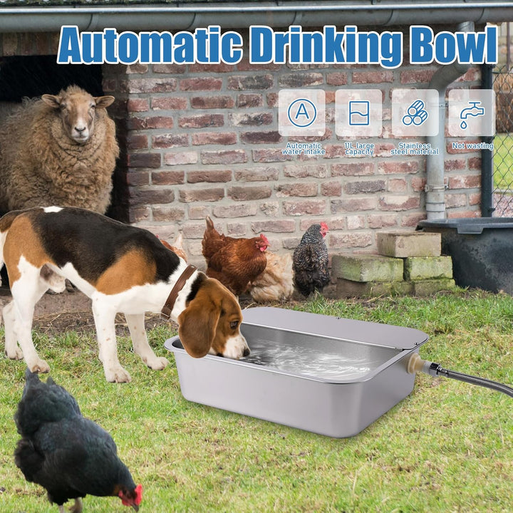 Automatischer Hundewasserspender, 11L Edelstahlnapf für Grosse Hunde, Selbstfüllender Automatischer