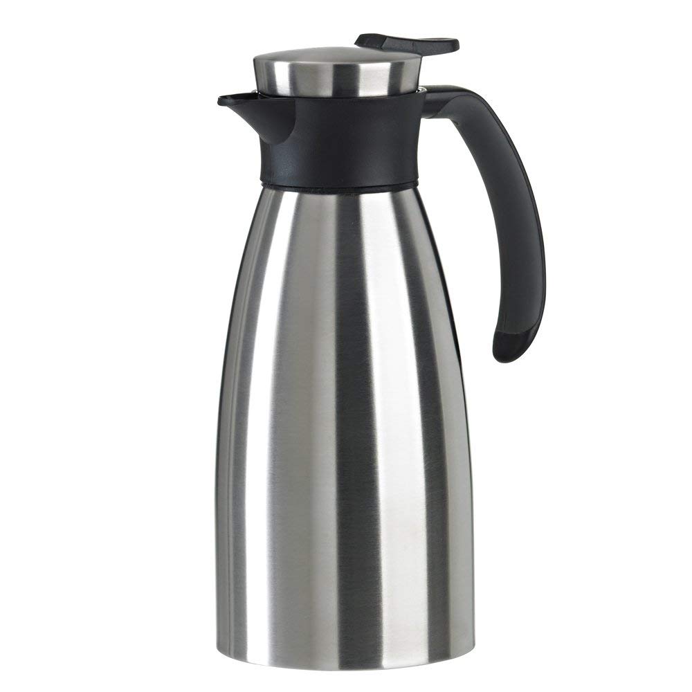 Emsa Soft Grip Isolierkanne, 1 Liter, Edelstahl, 12 Stunden heiss + 24 Stunden kalt, Auslaufsicher,