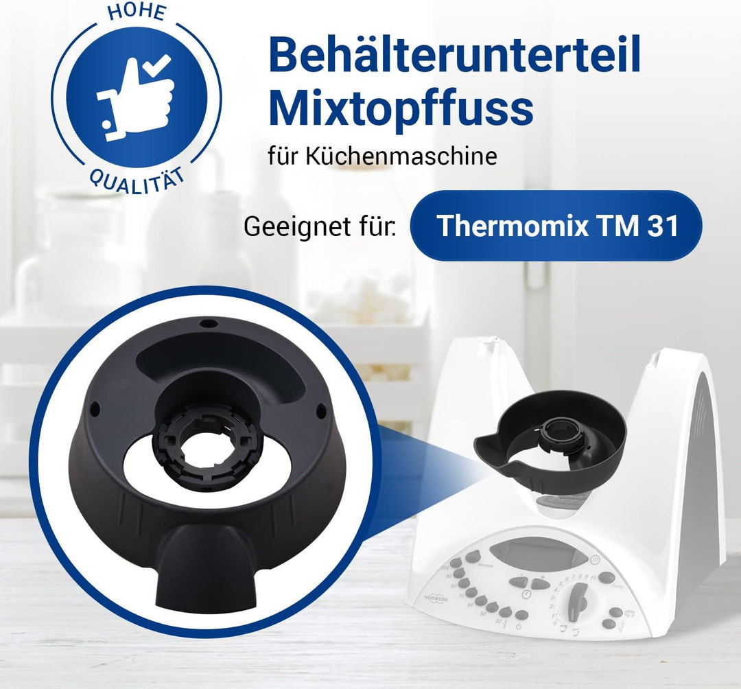 VIOKS Behälterunterteil Ersatz für Vorwerk Thermomix Mixtopffuss - Thermomix Mixtopf TM31 Ersatzteil