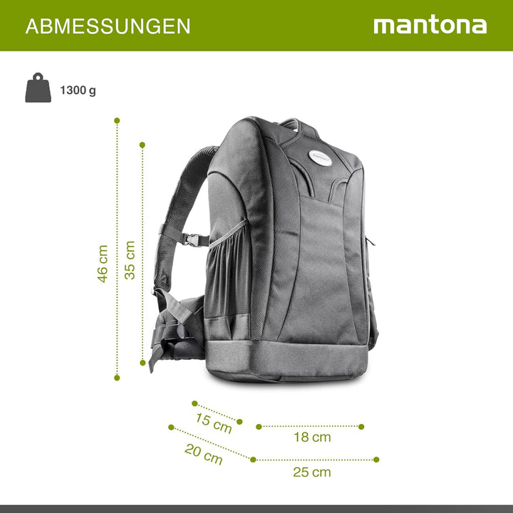 Mantona Trekking Fotorucksack – DSLR Kamerarucksack Kameratasche mit Regenschutz Schwarz Trekking Ru