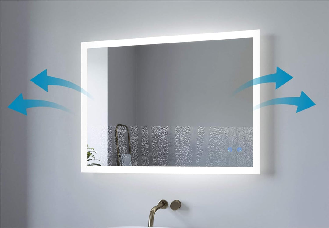 AQUABATOS Badspiegel mit Beleuchtung 80x60 cm für Wandschalter Badezimmerspiegel LED Lichtspiegel Wa
