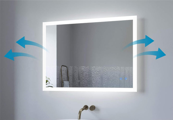 AQUABATOS Badspiegel mit Beleuchtung 80x60 cm für Wandschalter Badezimmerspiegel LED Lichtspiegel Wa