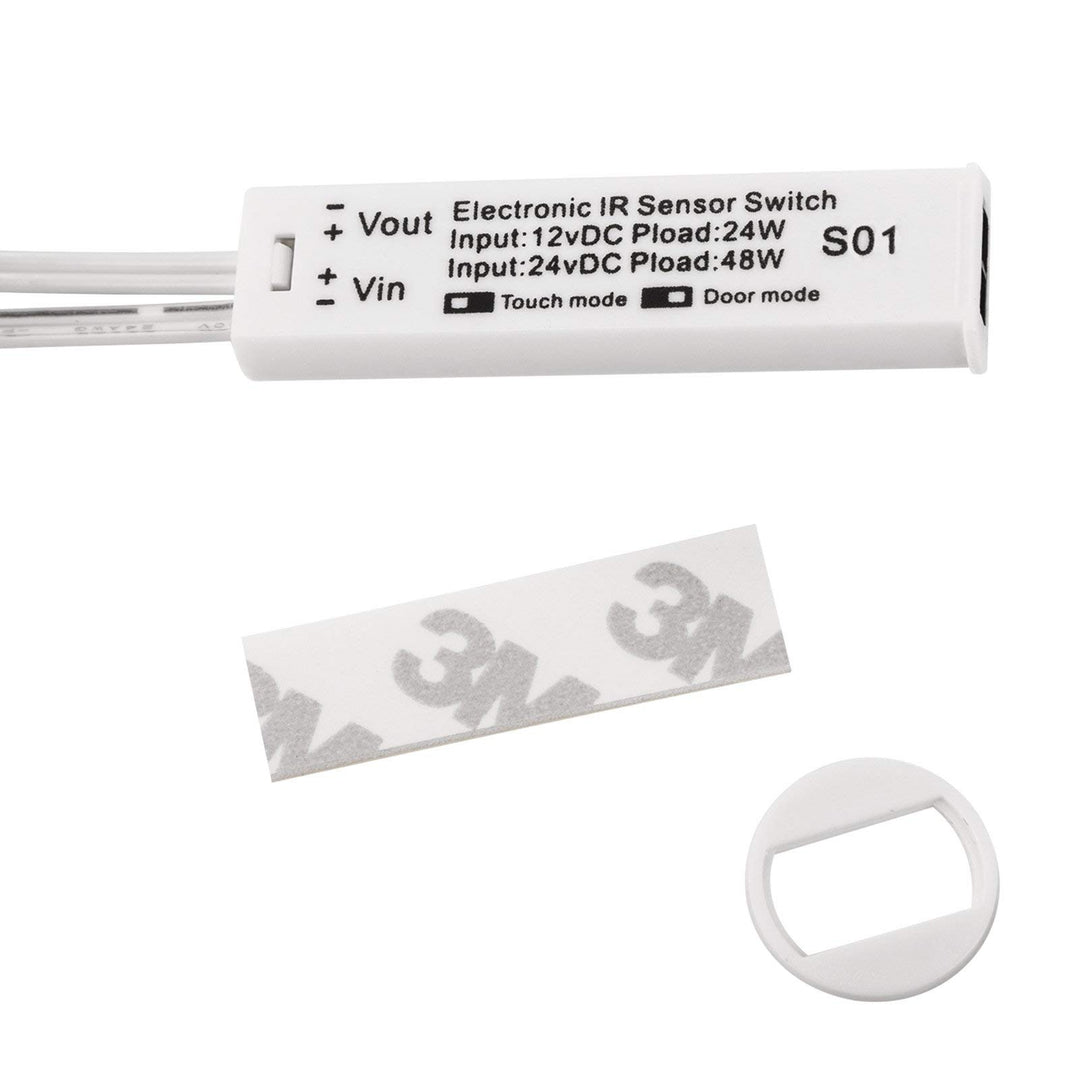 Einbau - Mini-Sensor SO1 weiss schaltet bei Türbewegung oder Handbewegung, Schaltabstand 3-5 cm, IR