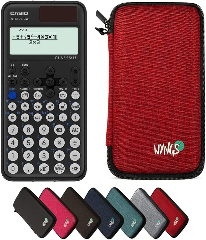 CALCUSO Sparpaket: Casio FX-85DE CW ClassWiz technisch-wissenschaftlicher Schulrechner + WYNGS Schut