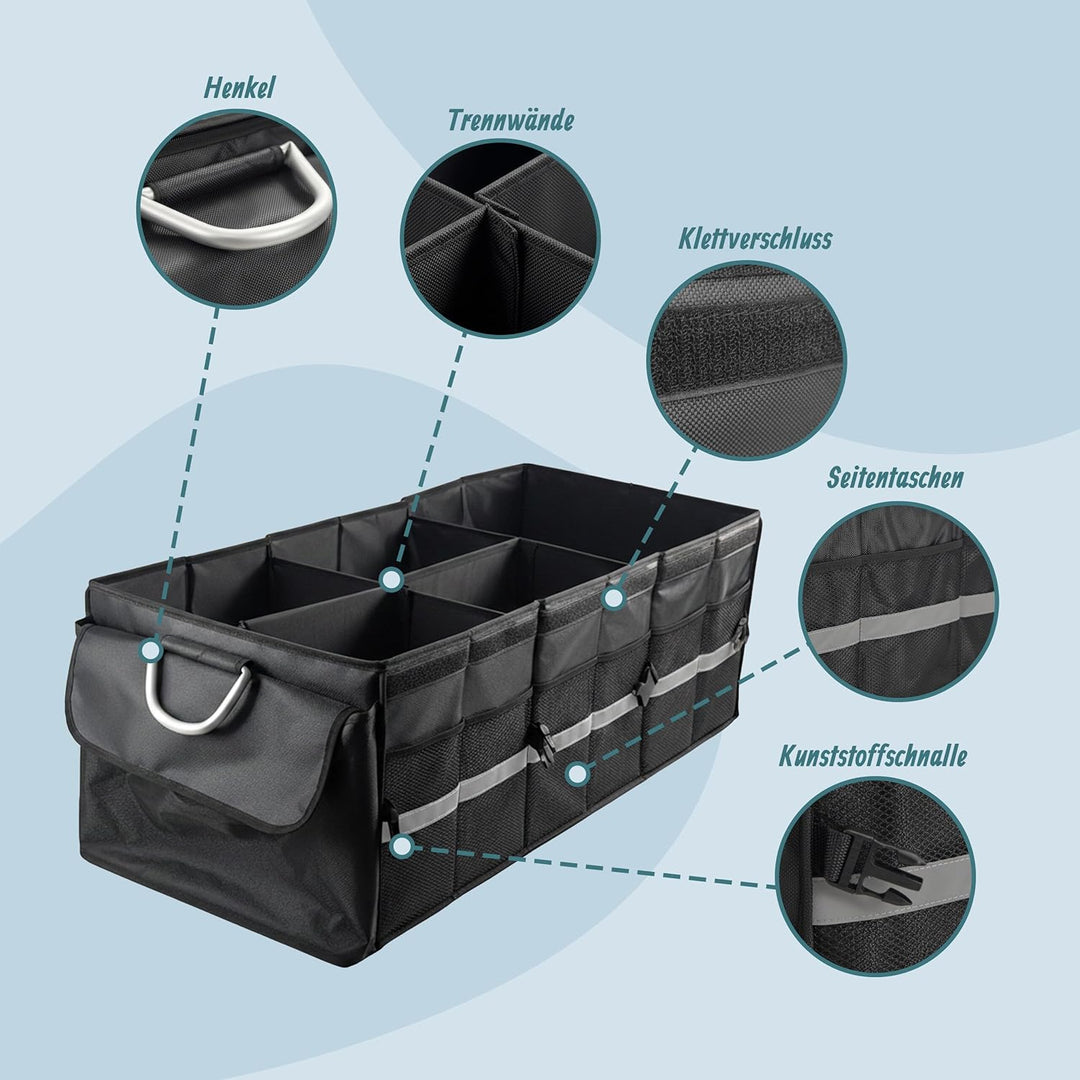Relaxdays Kofferraum Organizer mit Deckel, entnehmbare Kühltasche, faltbar, HxBxT: 30 x 90 x 40 cm,