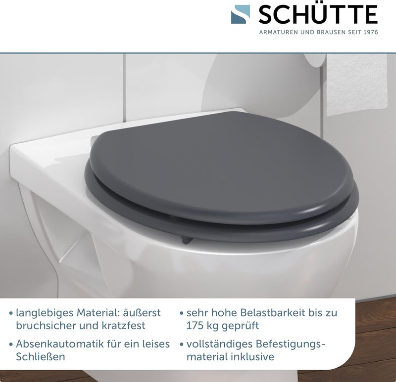 SCHÜTTE WC-Sitz SPIRIT mit Absenkautomatik aus Holz, Toilettendeckel aus MDF, Holzkern Toilettensitz