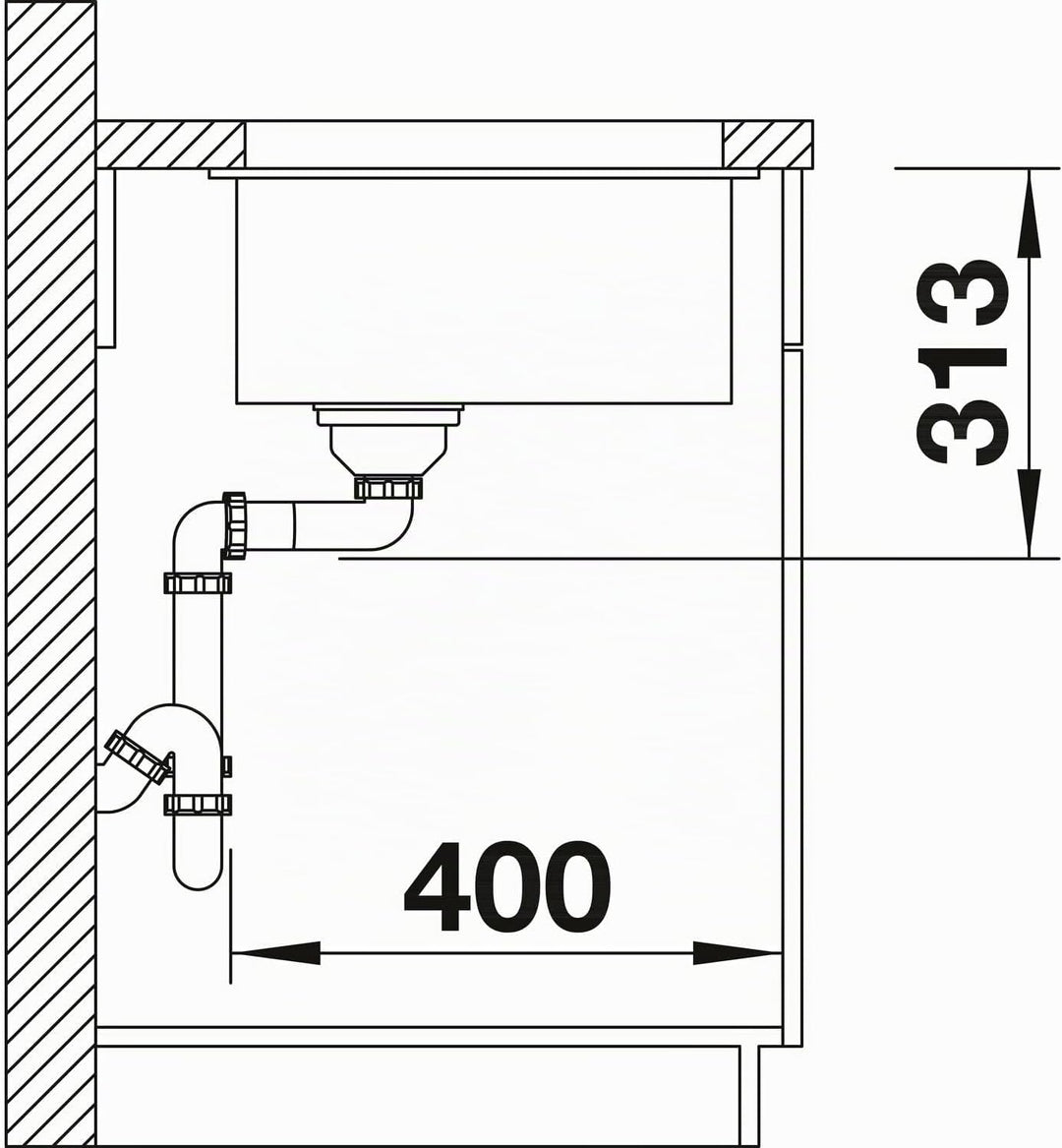 BLANCO SUBLINE 400-U | SILGRANIT schwarz | Einbauart: Unterbau | ohne Ablauffernbedienung | 50er Unt