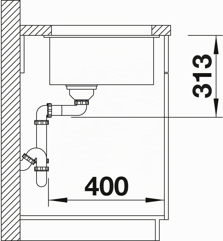 BLANCO SUBLINE 400-U | SILGRANIT schwarz | Einbauart: Unterbau | ohne Ablauffernbedienung | 50er Unt