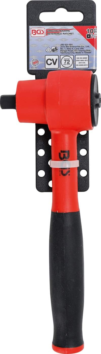 BGS 701 | VDE-Umschaltknarre | feinverzahnt | Abtrieb Aussenvierkant 10 mm (3/8") | schutzisolierte