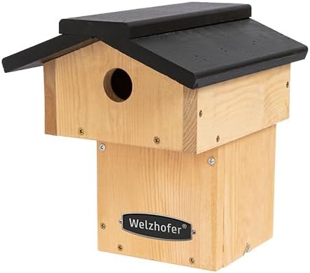 Welzhofer Nistkasten Nancy, Vogelhaus mit 34mm Einflugloch, handgemacht in Europa, für Kohlmeisen, K