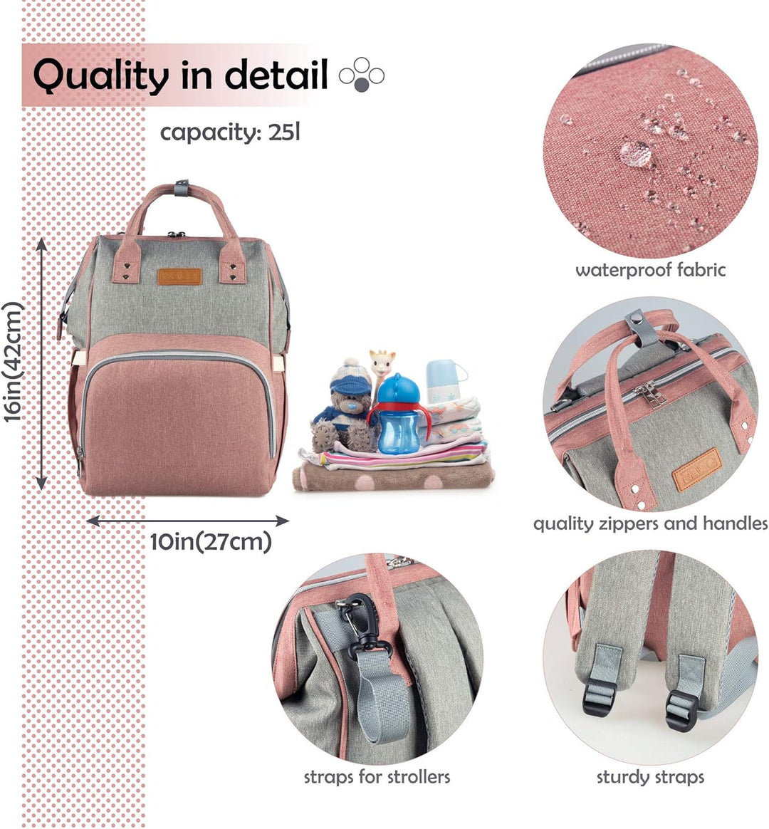 Baby Wickelrucksack, Babytasche für Reise, Wickeltasche Grosse Kapazität, Multifach Reise Rucksack W