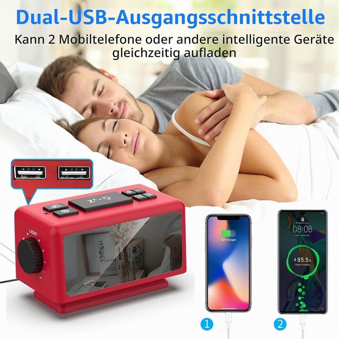 ThreeH RGB Wecker mit Radio 11 Farben Zeitanzeige 12 Stufen Lautstärke &amp; Helligkeit einstellbar Schl