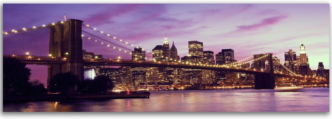 Feeby Frames, Leinwandbild, Bilder, Wand Bild, Wandbilder, Kunstdruck 30x90cm, BROOKLYN BRIDGE, NEW