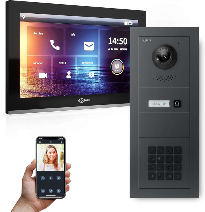 Goliath Hybrid | IP | Full-HD Video Türsprechanlage | App | 1-Fam | 1 x Full-Touchscreen 10" | Alumi