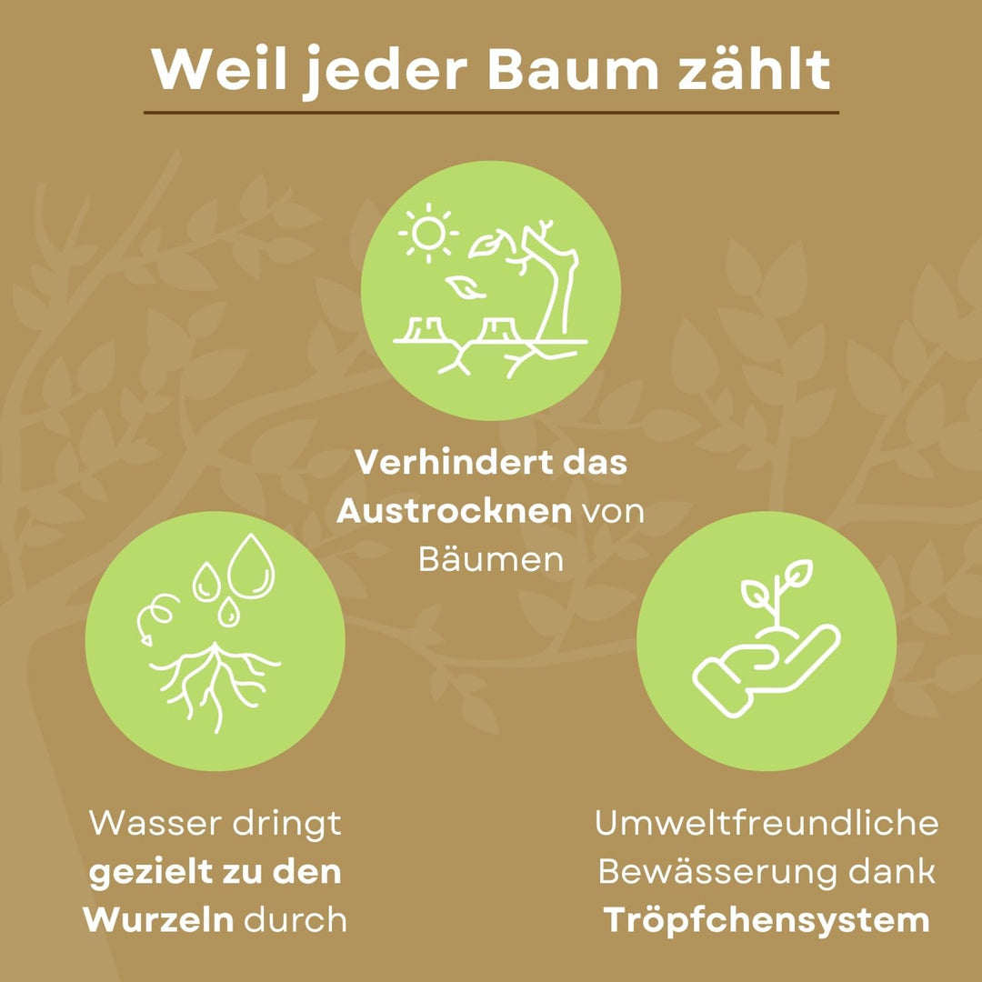 Bewässerungsringe für Bäume 1 x 75L / 98cm I Bewässerungssäcke für Bäume aus PVC I brauner Baum Bewä