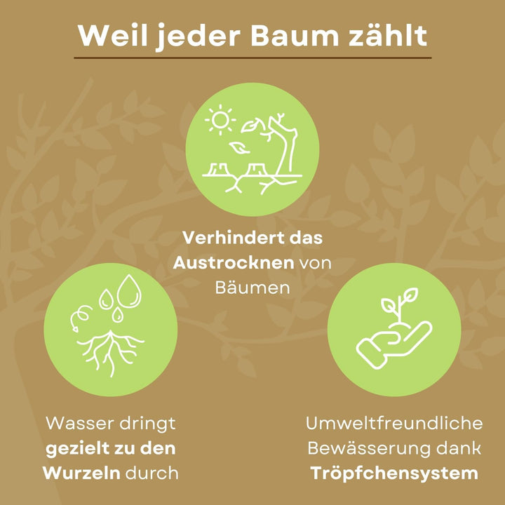 Bewässerungsringe für Bäume 1 x 75L / 98cm I Bewässerungssäcke für Bäume aus PVC I brauner Baum Bewä