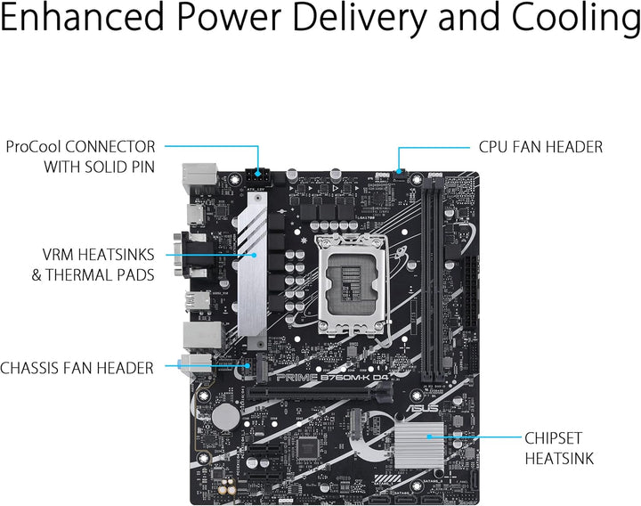ASUS PRIME B660M-K D4 Gaming Mainboard Sockel Intel LGA 1700 (Intel B660, mATX, DDR4 Speicher, PCIe